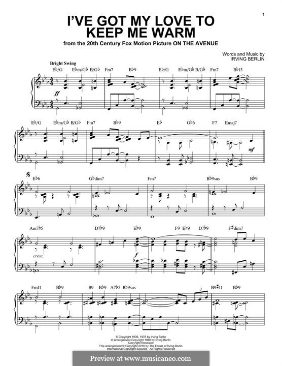 I've Got My Love to Keep Me Warm (Frank Sinatra): Для фортепиано (jazz version) by Ирвинг Берлин