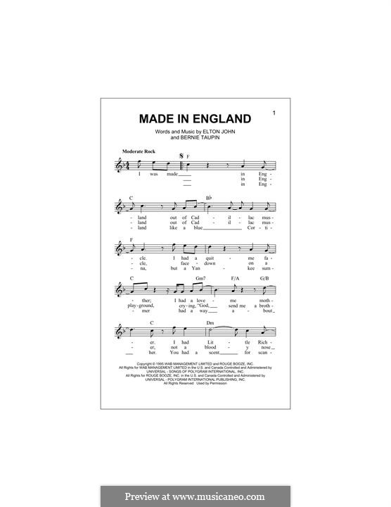 Made in England: Мелодия by Elton John