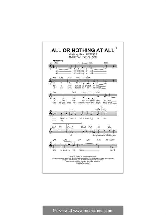 All or Nothing at All: Melody line (Frank Sinatra) by Arthur Altman, Jack Lawrence