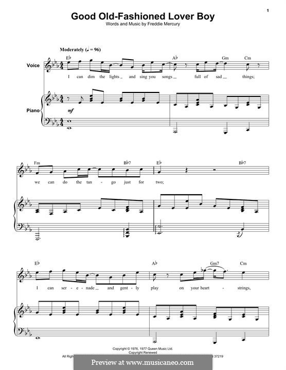 Good Old Fashioned Lover Boy (Queen): Для голоса и фортепиано by Freddie Mercury