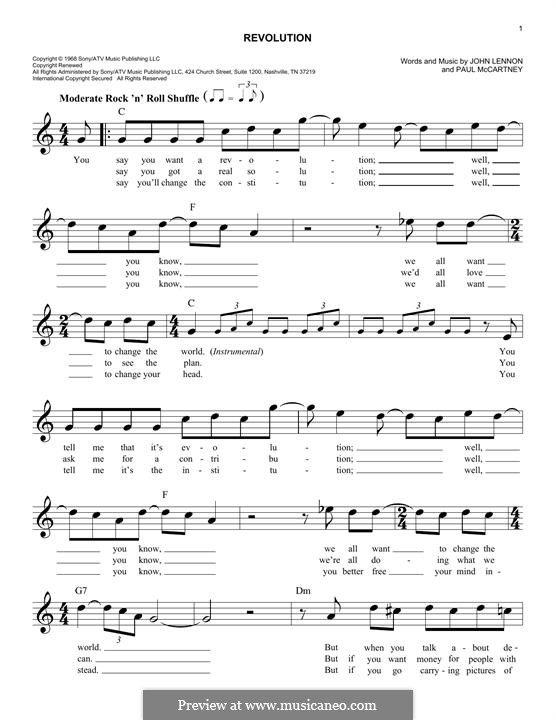 Revolution (The Beatles): Мелодия by John Lennon, Paul McCartney