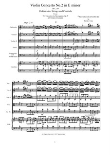 La stravaganza. Twelve Violin Concertos, Op.4: Violin Concerto No.2 in E Minor – score, parts, RV 279 by Антонио Вивальди