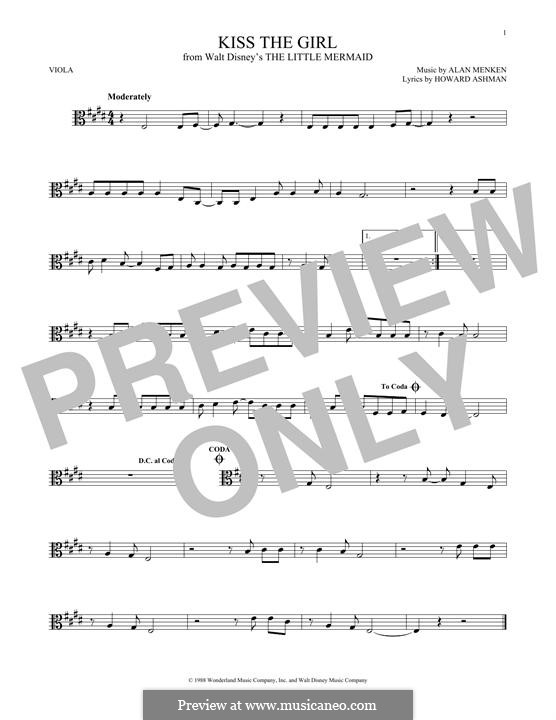 Kiss the Girl (from The Little Mermaid): For viola by Alan Menken