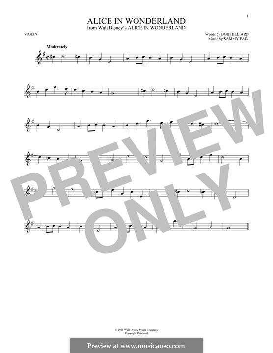 Alice in Wonderland (Bill Evans): Для скрипки by Bob Hilliard, Sammy Fain