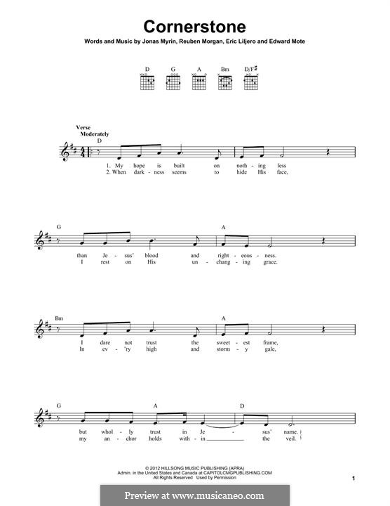 Cornerstone (Hillsong): Гитарная табулатура by Jonas Myrin, Reuben Morgan, Eric Liljero