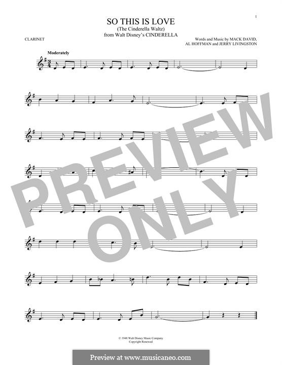 So This Is Love (The Cinderella Waltz): Для кларнета by Al Hoffman, Jerry Livingston, Mack David