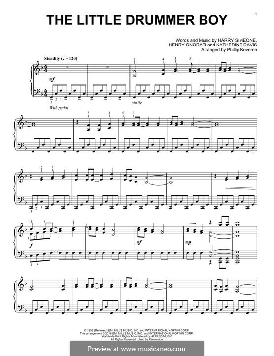 Piano version: Для одного исполнителя by Harry Simeone, Henry Onorati, Katherine K. Davis