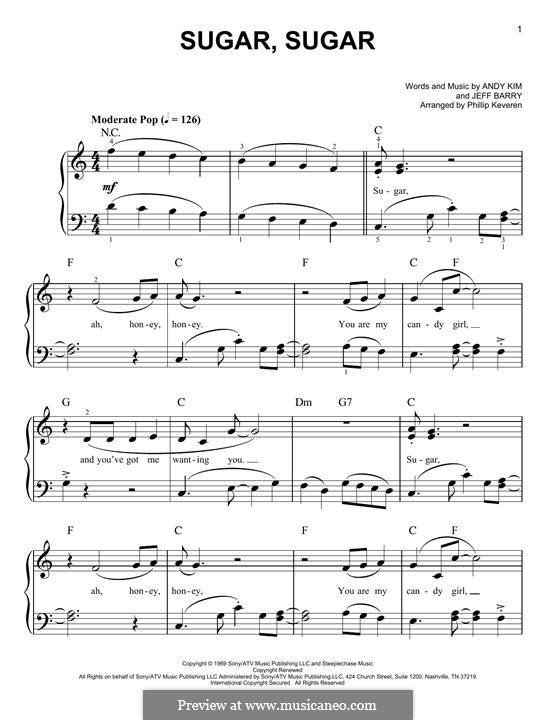 Sugar, Sugar (The Archies): Для фортепиано by Andy Kim, Jeff Barry