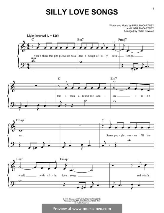 Silly Love Songs (Wings): Для фортепиано by Linda McCartney, Paul McCartney