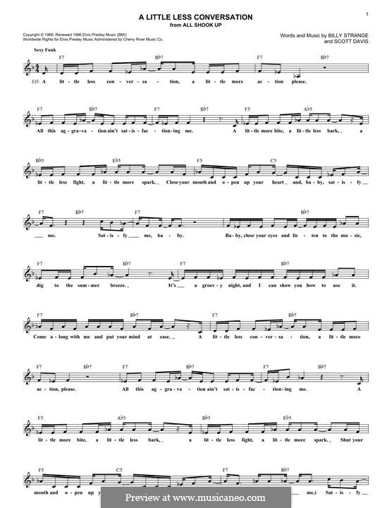 A Little Less Conversation (Elvis Presley): Текст, аккорды by Billy Strange, Mac Davis