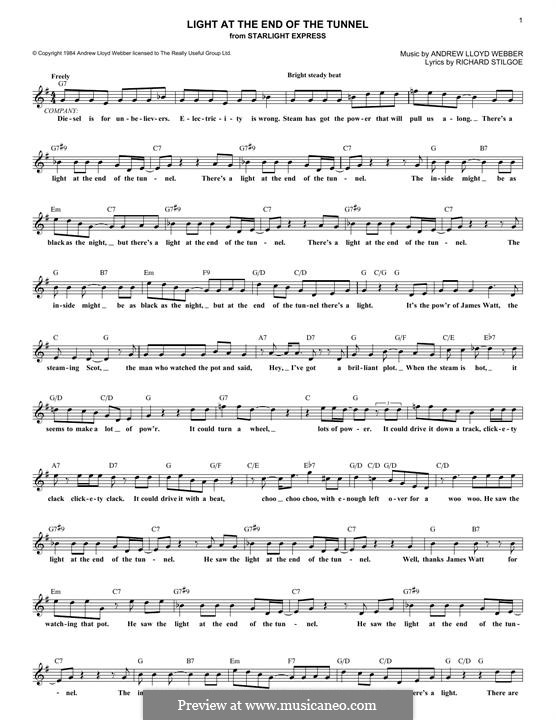 Light at the End of the Tunnel: Текст, аккорды by Andrew Lloyd Webber