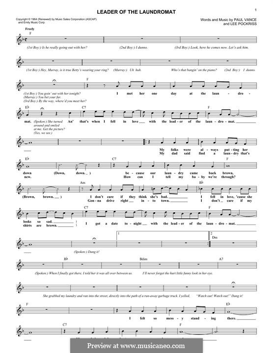 Leader of the Laundromat (The Detergents): Текст, аккорды by Lee Pockriss, Paul J. Vance