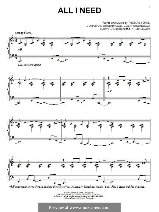 All I Need (Radiohead): Для фортепиано by Thomas Yorke