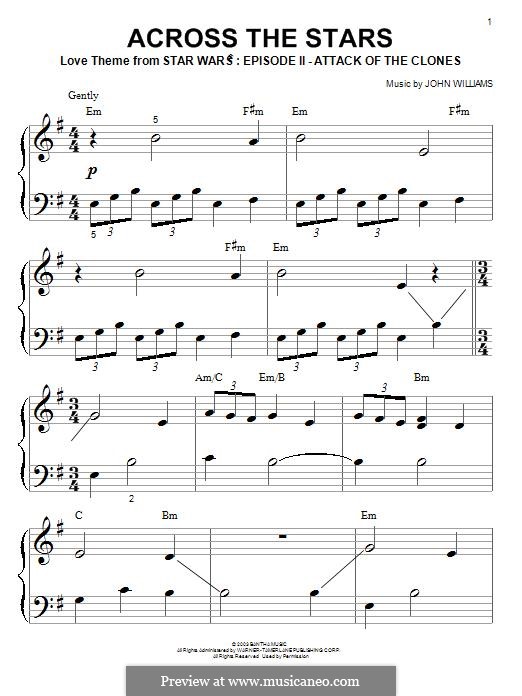Across The Stars (from Star Wars: Attack Of The Clones): Для фортепиано by John Williams