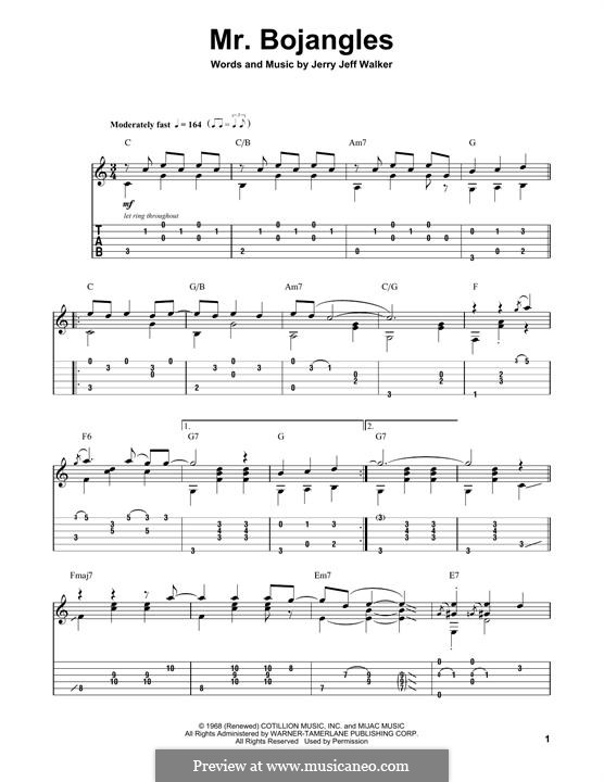 Mr. Bojangles: Гитарная табулатура by Jerry Jeff Walker