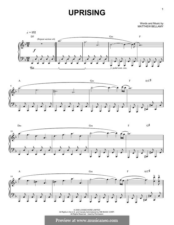 Uprising (Muse): Для фортепиано by Matthew Bellamy