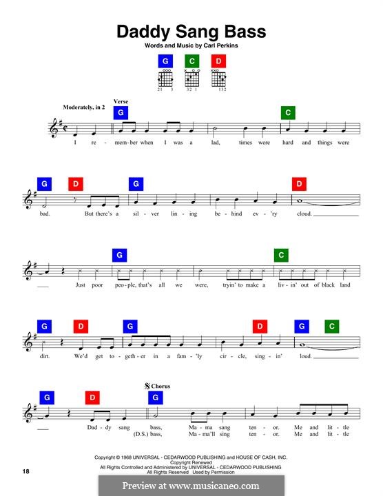 Daddy Sang Bass (Johnny Cash): Мелодия by Carl Lee Perkins