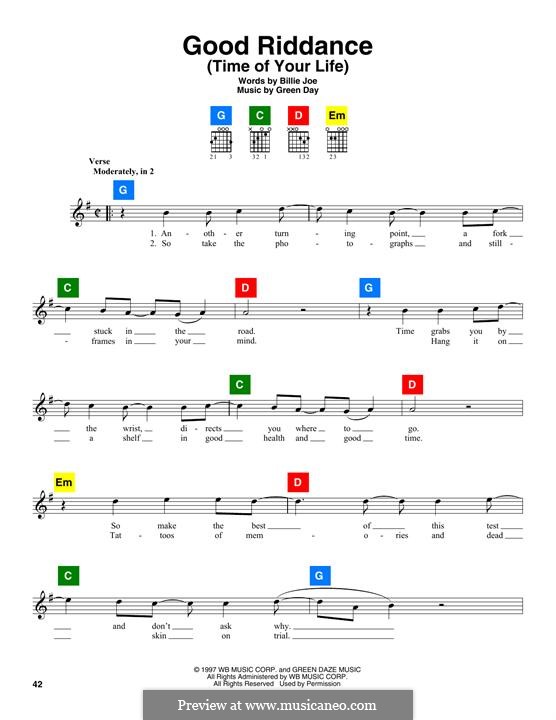 Good Riddance (Time of Your Life): Мелодия by Billie Joe Armstrong, Tré Cool, Michael Pritchard
