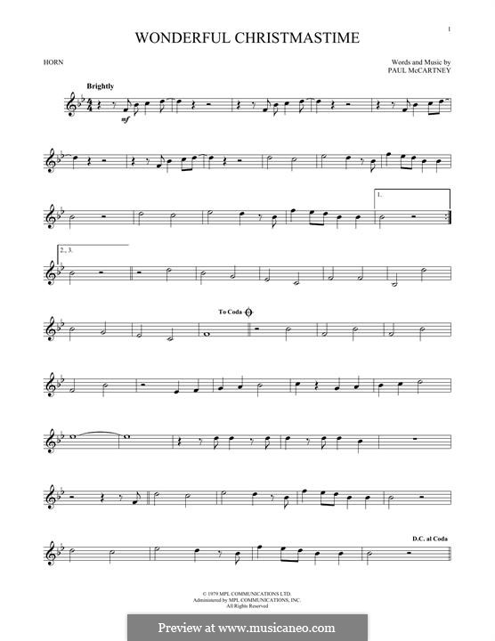 Wonderful Christmastime: For horn by Paul McCartney
