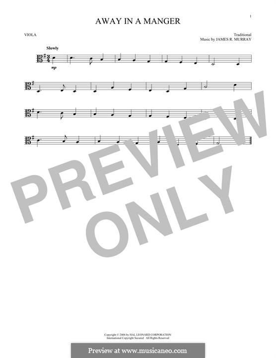 Away in a Manger (Printable Scores): For viola by Джеймс Р. Мюррей