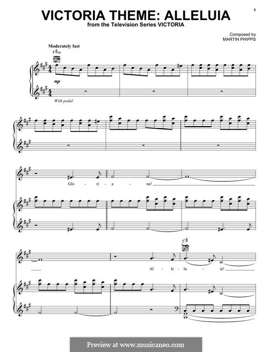 Victoria Theme: Alleluia (feat. Mediaeval Baebes): Для голоса и фортепиано by Martin Phipps, Ruth Barrett