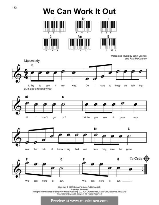 J Lennon P Mccartney We Can Work It Out The Beatles Noty Na Musicaneo