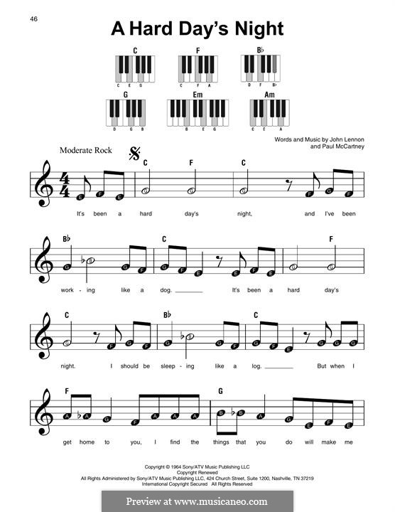 A Hard Day's Night (The Beatles): Текст, аккорды by John Lennon, Paul McCartney
