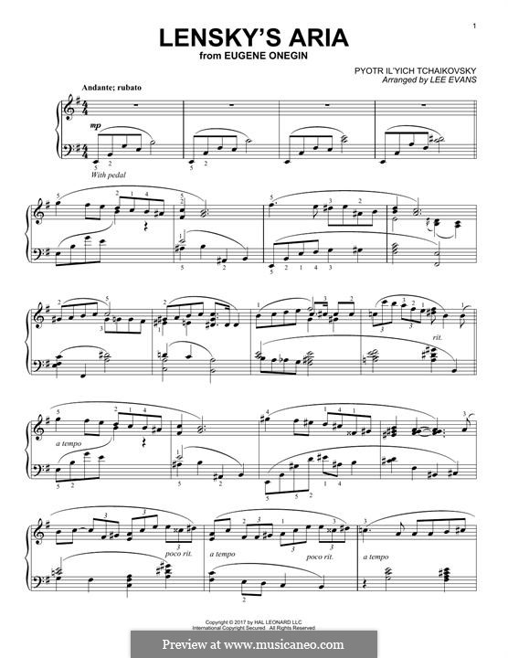 No.17 Ария Ленского: Для фортепиано by Петр Чайковский