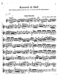 Концерт для скрипки, гобоя и струнных No.1 до минор, BWV 1060r: Партия скрипки by Иоганн Себастьян Бах