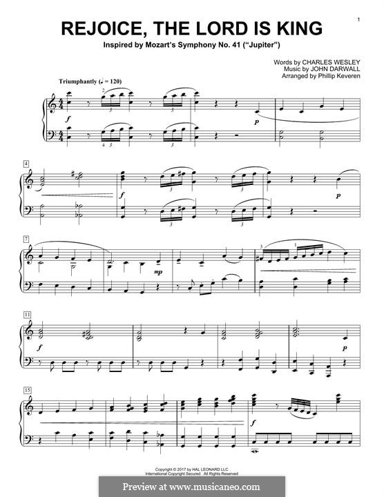 Rejoice the Lord Is King: Для фортепиано by John Darwall