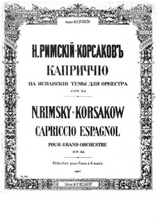 Испанское каприччио, Op.34: Для фортепиано в четыре руки by Николай Римский-Корсаков