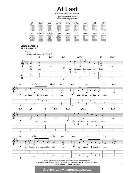 At Last (Etta James): Гитарная табулатура by Гарри Уоррен