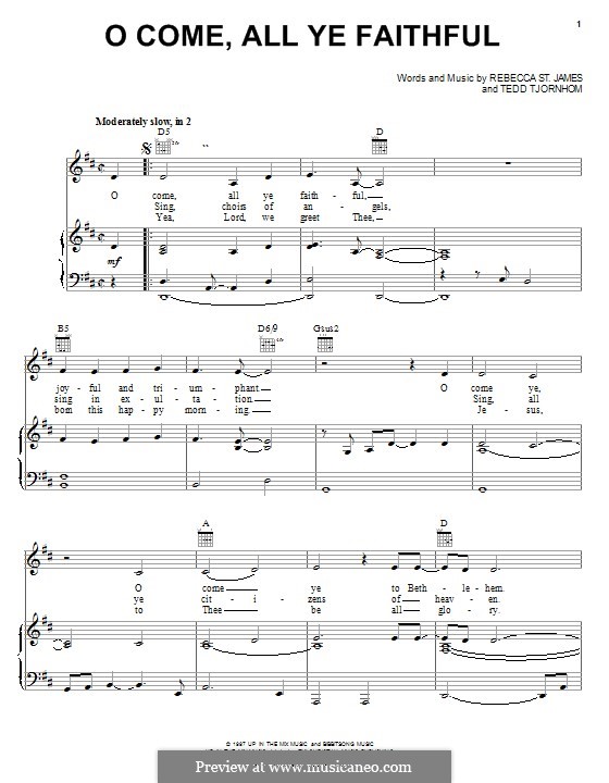 O Come, All Ye Faithful: Для голоса и фортепиано (или гитары) by Rebecca St. James, Tedd Tjornhom