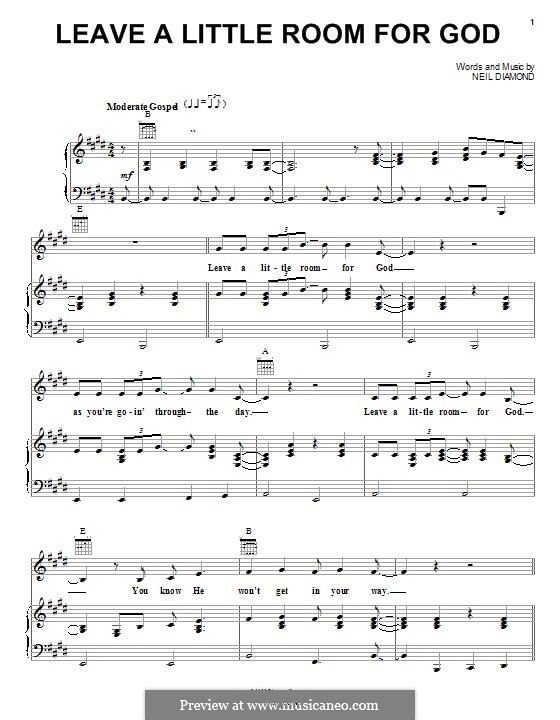 Leave a Little Room for God: Для голоса и фортепиано (или гитары) by Neil Diamond