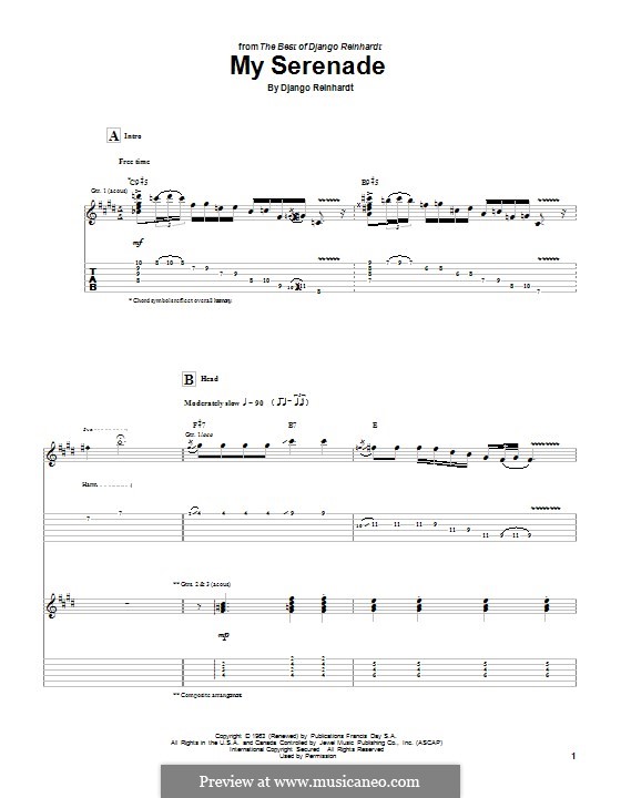 My Serenade: Гитарная табулатура by Django Reinhardt
