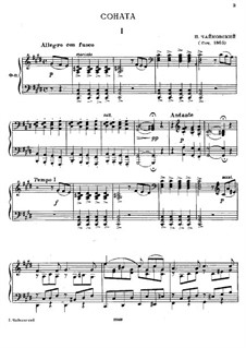 Соната для фортепиано No.2, TH 123 Op.80: Для одного исполнителя by Петр Чайковский