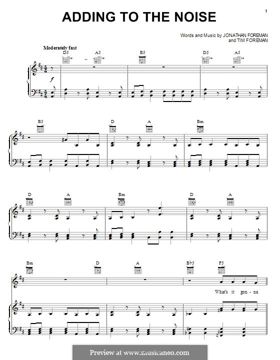 Adding to the Noise (Switchfoot): Для голоса и фортепиано (или гитары) by Jonathan Foreman, Tim Foreman