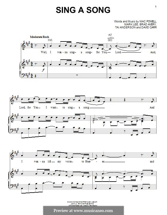 Sing a Song (Third Day): Для голоса и фортепиано (или гитары) by Brad Avery, Tai Anderson, David Carr, Mac Powell, Mark Lee