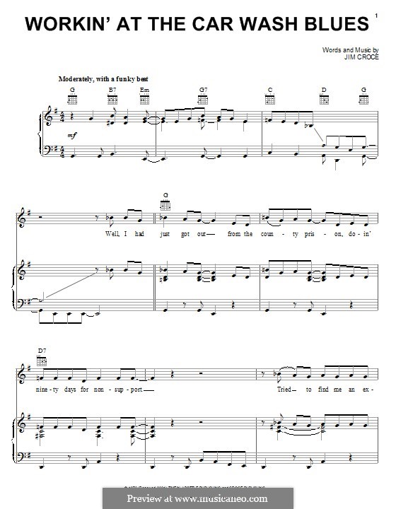 Workin' at the Car Wash Blues: Для голоса и фортепиано (или гитары) by Jim Croce