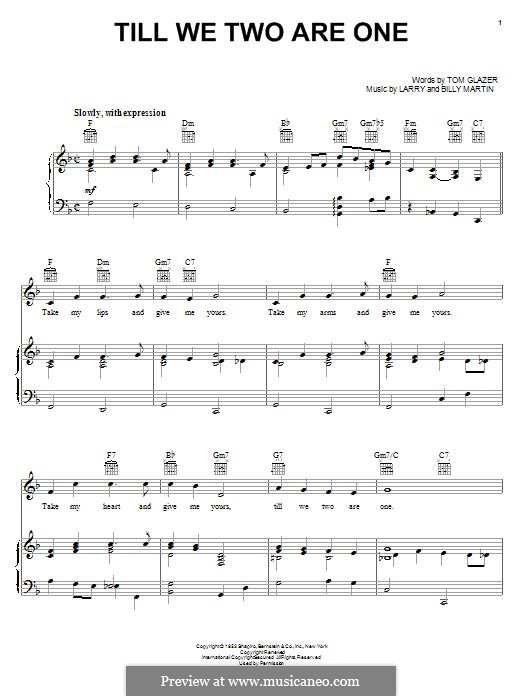 Till We Two Are One (Ernest Tubb): Для голоса и фортепиано (или гитары) by Billy Martin, Larry Martin
