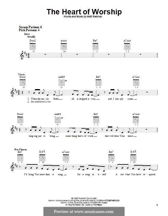The Heart Of Worship (When The Music Fades): Гитарная табулатура by Matt Redman
