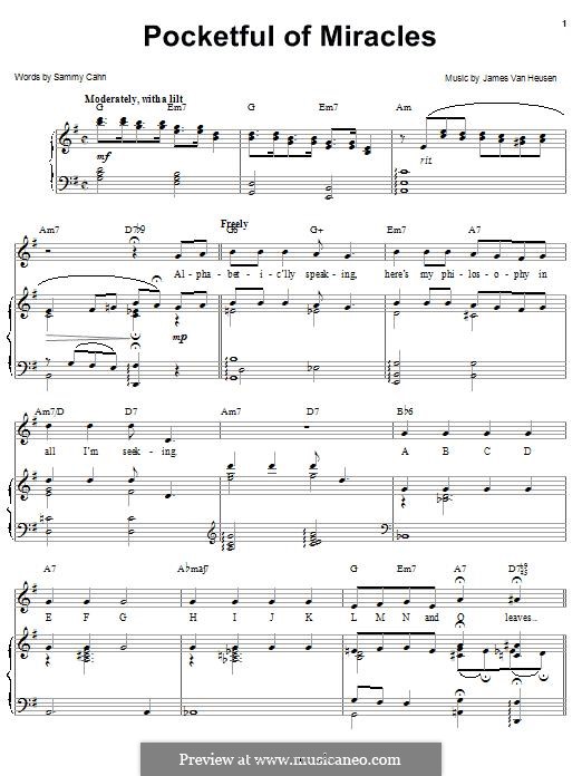 Pocketful of Miracles: Для голоса и фортепиано (или гитары) by Jimmy Van Heusen