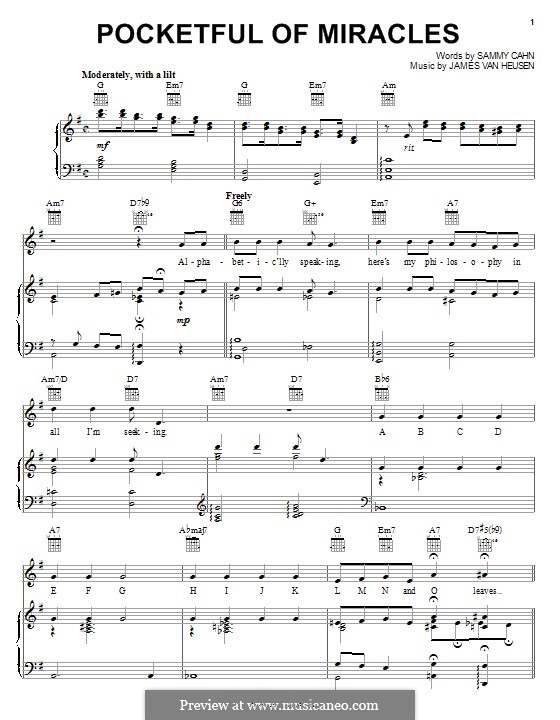 Pocketful of Miracles: Для голоса и фортепиано (или гитары) by Jimmy Van Heusen