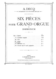 Шесть пьес для органа: No.4 Элегия by Адемар Дек