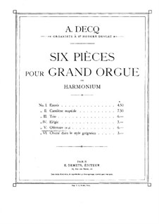 Шесть пьес для органа: No.5 Офферторий by Адемар Дек