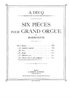 Шесть пьес для органа: No.6 Григорианский хорал by Адемар Дек