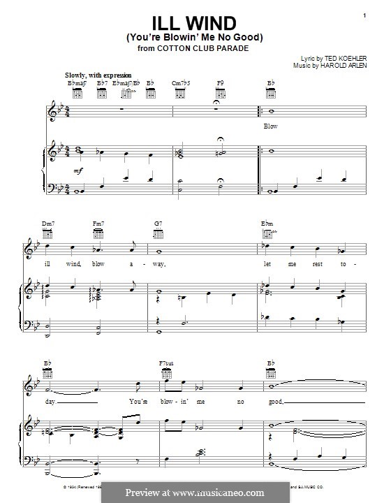 Ill Wind (You're Blowin' Me No Good): Для голоса и фортепиано (или гитары) by Harold Arlen