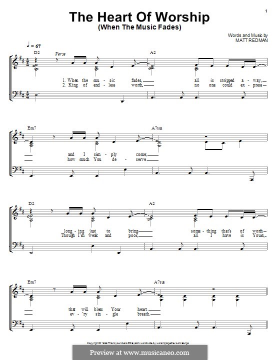 The Heart Of Worship (When The Music Fades): Для голоса и фортепиано (или гитары) by Matt Redman