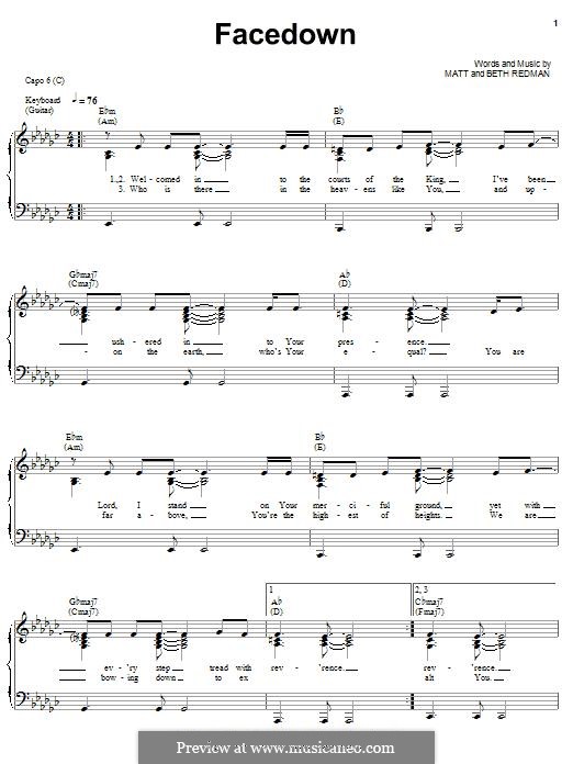 Facedown: Для голоса и фортепиано (или гитары) by Matt Redman, Beth Redman
