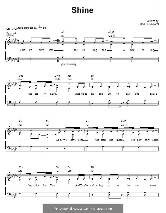 Shine: Для голоса и фортепиано (или гитары) by Matt Redman